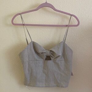 NWOT Hi Res Gray Sage Bow Crop Top, Size XL
